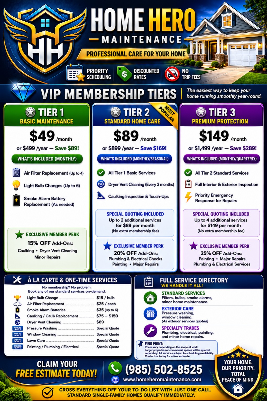 Home Hero Maintenance membership flyer